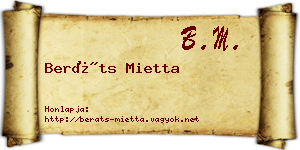 Beráts Mietta névjegykártya